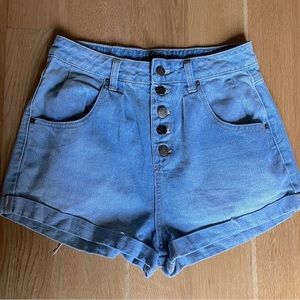BDG light wash high waisted short shorts